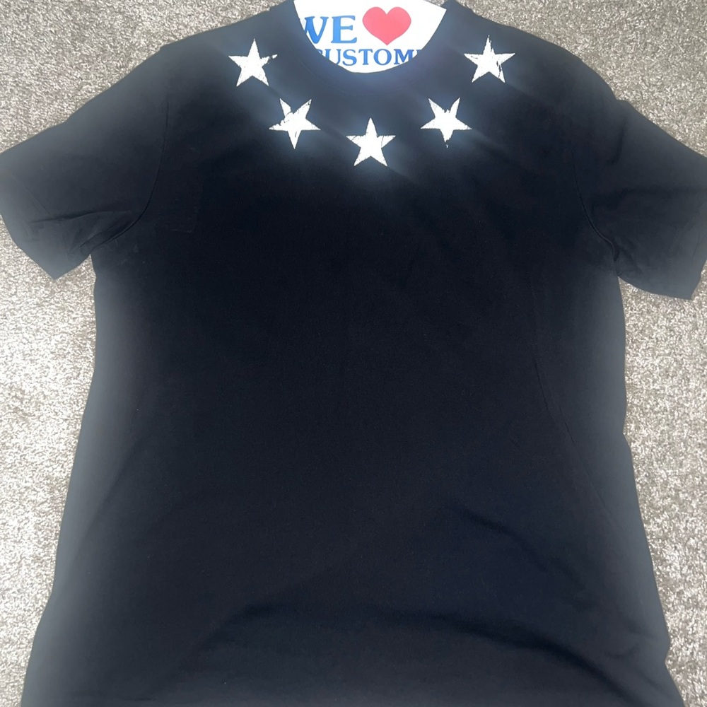 Givenchy Black Crewneck T-Shirt with White Star Accents